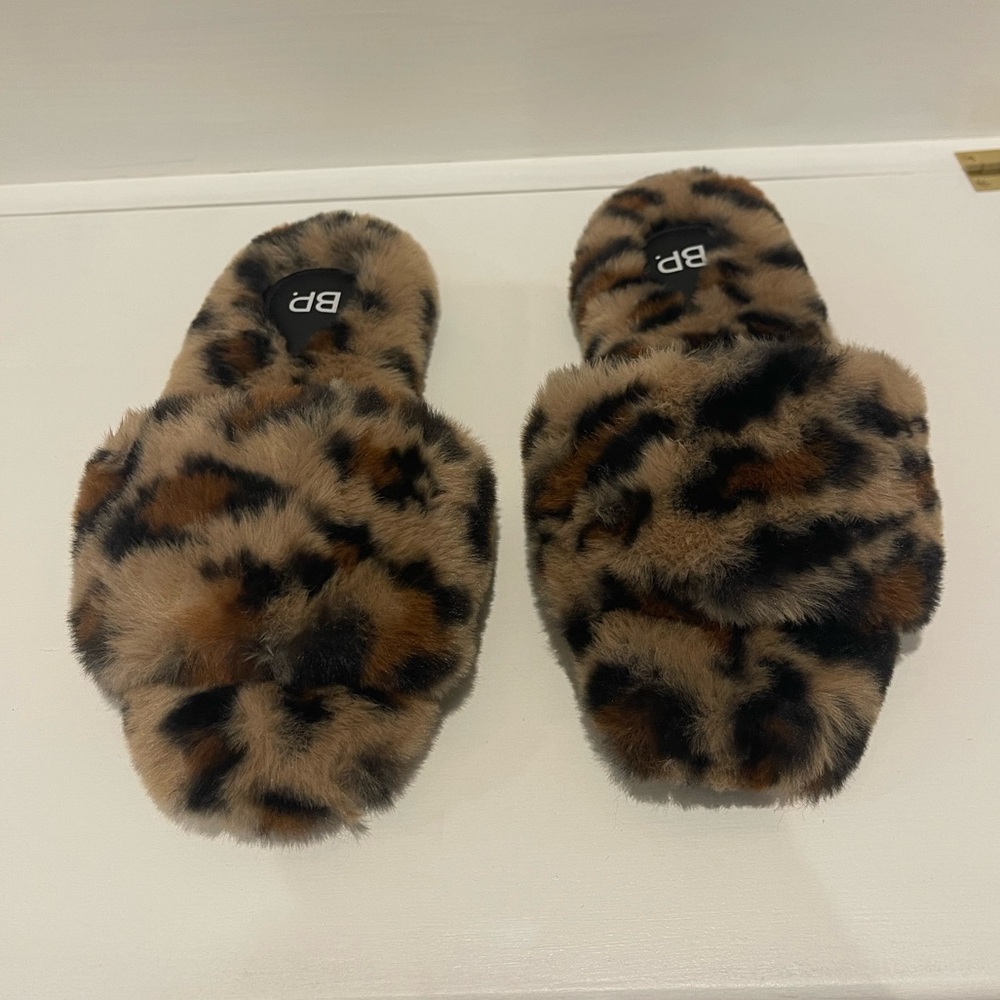 NEW BP Furry Leopard Slippers